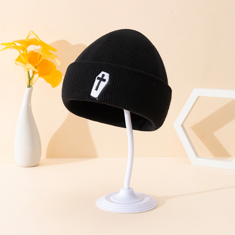 Sciarpa lavorata a maglia calda e antivento, unisex, dal design originale, unisex, con motivo a zucca, teschio di pipistrello nero, modello ricamato, antivento_voghion.com