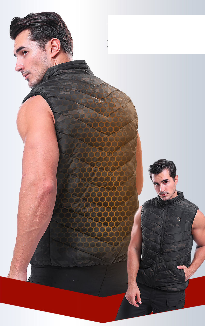 Herrenbekleidung Smarte Herren-Camouflage-Outdoor-Sportweste, modische USB-Dreigang-Temperaturregelung, warme Heizweste_voghion.com