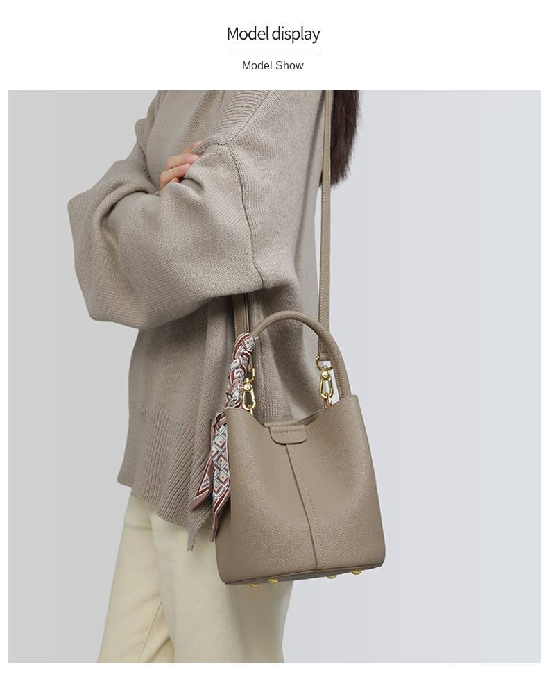 VINEY Bag 2025 Nová dámská taška Messenger Bag Špičková odnímatelná kabelka z pravé kůže Bucket Bag_voghion.com