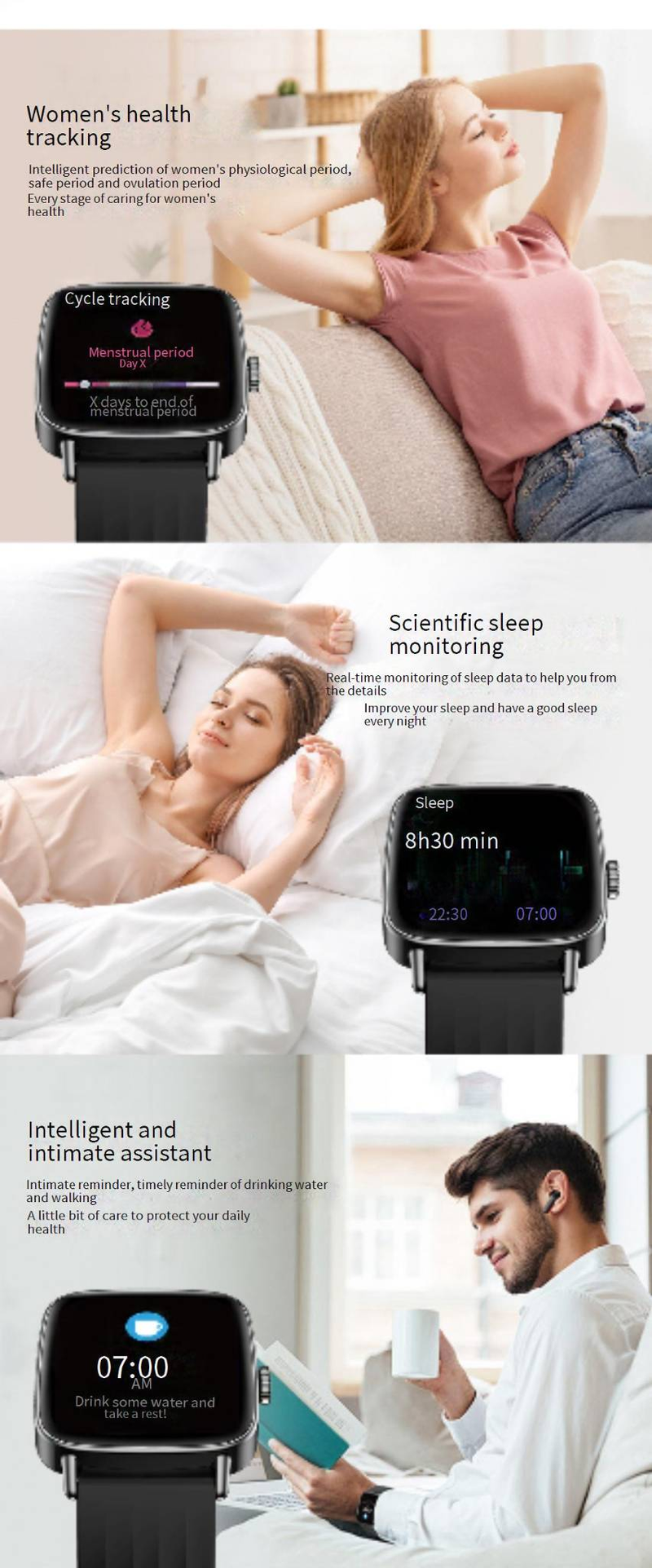 IDW28 Smart Watch - Bluetooth Calling Multi-Sport Modes & Health Monitoring With Voice Assistant (Latest Model IP68 Waterproof)_voghion.com