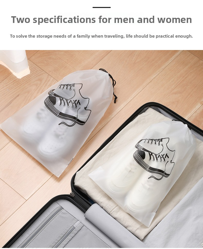 PE Waterproof Shoe Storage Bag - Large Capacity Drawstring & Portable Travel Shoe Organizer With Clear Window (Dustproof & Foldable)_voghion.com