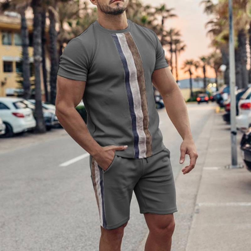 Ensemble 2 pièces décontracté pour homme, T-shirt à manches courtes et short à col rond, mode européenne et américaine, été 2025, tailles S à 3XL_voghion.com