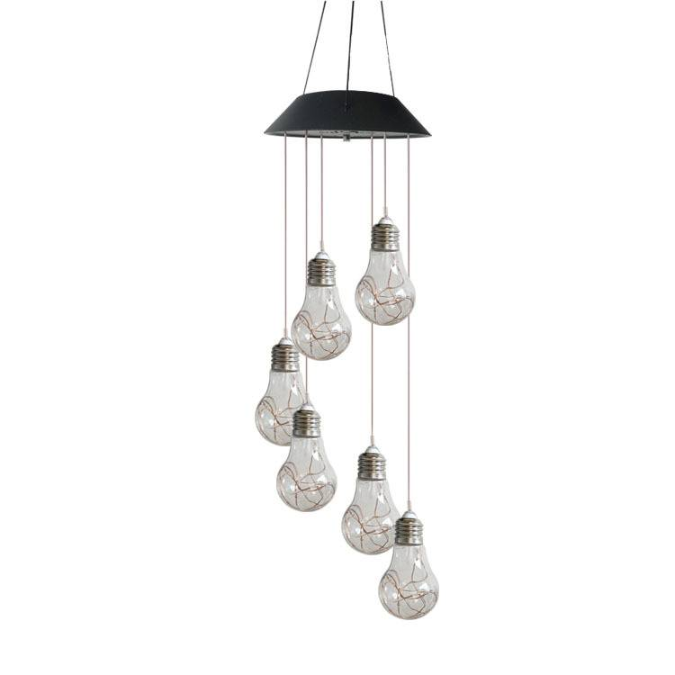 Luzes de sino de vento solar de 6 LEDs – Luzes decorativas para áreas externas para jardim, pátio e decoração de feriados (à prova d'água, design de concha preta, autonomia de 6 a 12 horas)_voghion.com