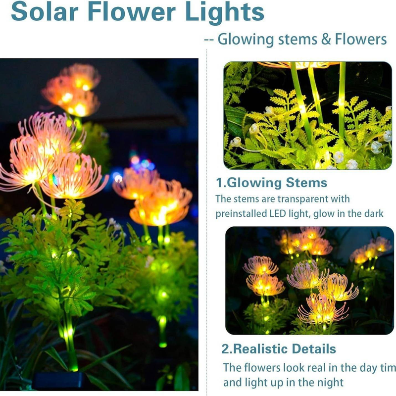 Luci solari da giardino - Decorazione per esterni a forma di ragno, giglio, girasole a LED, lampadina a cipolla, IP65 impermeabile, bianco caldo e opzioni colorate (confezione da 3/singola)_voghion.com
