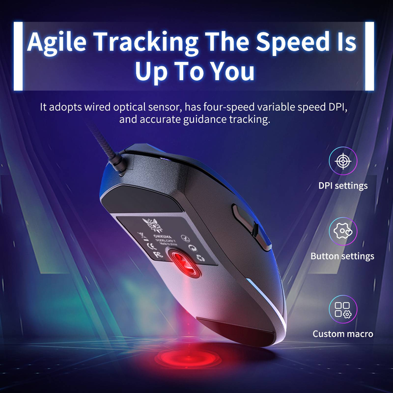 ONIKUMA CW917 Wired Gaming Mouse Multicoloured Breathing Lights Blcak_voghion.com