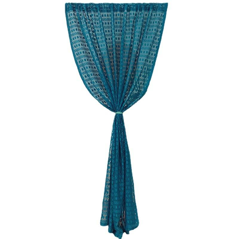 Blue Dot Lace Door Curtain – Elegant Sheer Panel For Living Room & Bedroom (150x200cm, American Style)_voghion.com