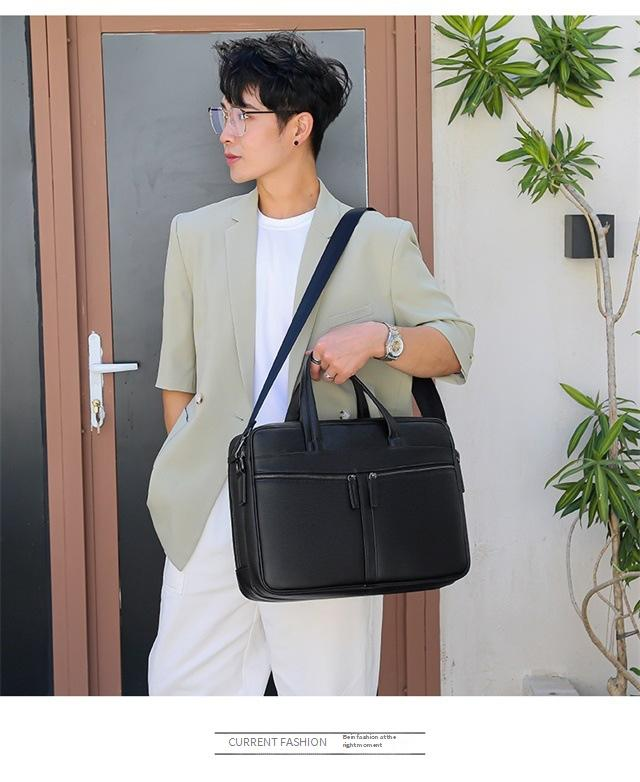 Valigetta professionale da lavoro a 3 strati resistente all'acqua per laptop da 16 pollici - Grande capacità, elegante pelle PU con fodera in poliestere_voghion.com