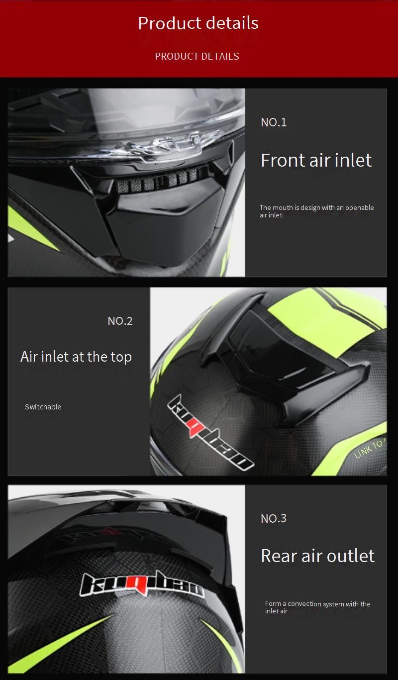 Casco da moto in fibra di carbonio con doppia visiera – Casco integrale da corsa per uomo e donna – Certificato 3C – Fibra di carbonio Black Snake_voghion.com