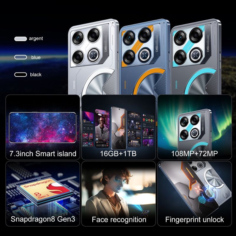 Celulare Dual SIM Face Unlocked 5G Original Mobile Phone Tablet Global GT20 Pro 7.3HD Screen 16GB+1TB 7800mah Android 14_voghion.com