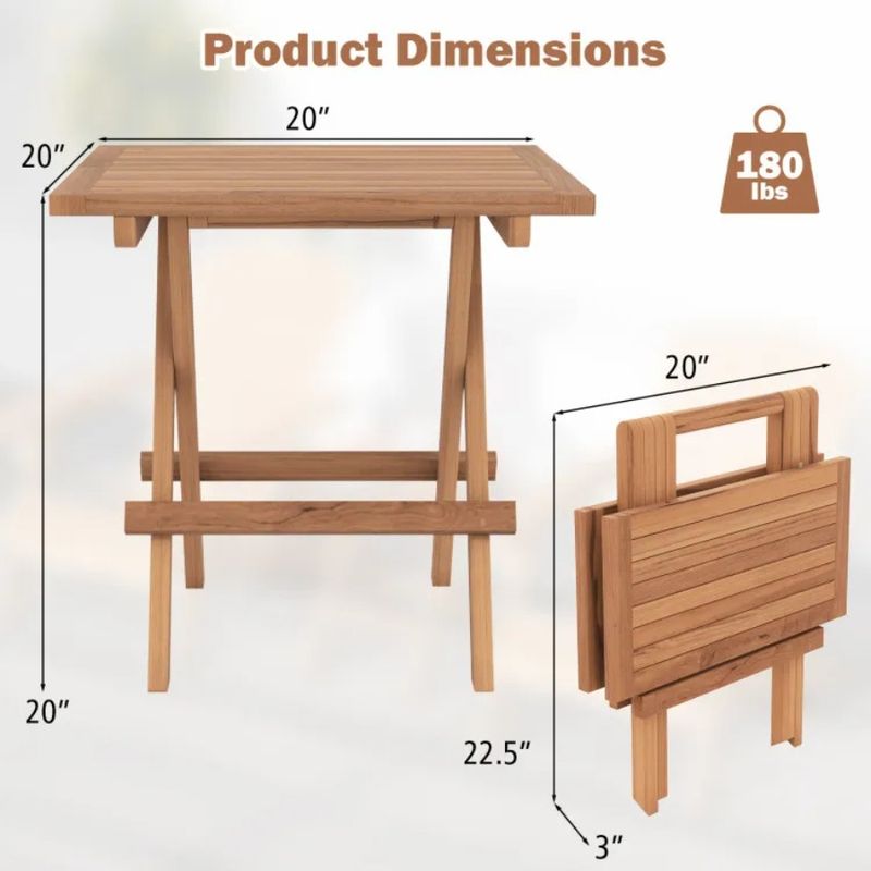 Square Tabletop Table Teak Portable For Slatted Indonesia Picnic With Folding Wood Patio_voghion.com