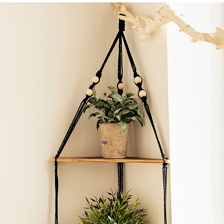 Ins stile intrecciato a mano a doppio strato triangolare in legno ornamenti decorazione della parete decorazione semplice arredamento per la casa decorazione artigianale_voghion.com