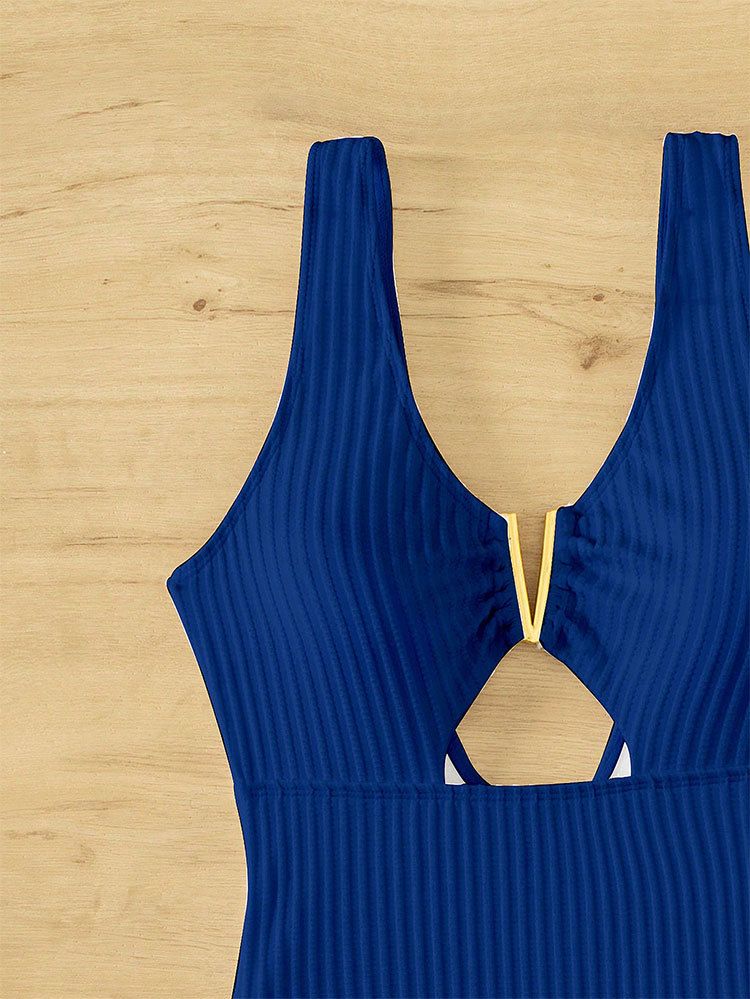 Maillot de bain conservateur pour femme - Ensemble bikini taille haute uni avec cache-ventre (maillots de bain d'été européens et américains pour la plage et les sources chaudes)_voghion.com