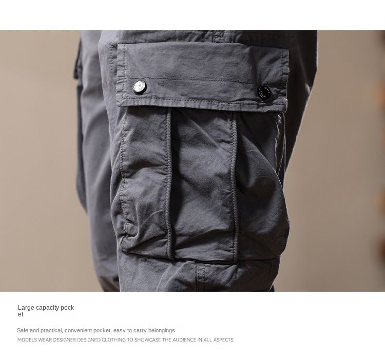 Japanese retro design overalls trousers casual trousers men's 2024 new versatile simple high street fashion loose_voghion.com