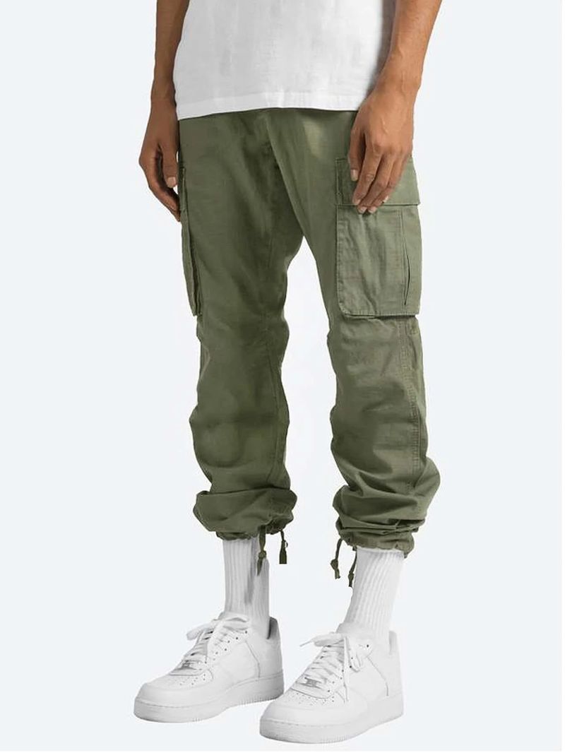 2024 Sommer Neue Herren Arbeitskleidung Kordelzug Multi Pocket Freizeithose_voghion.com