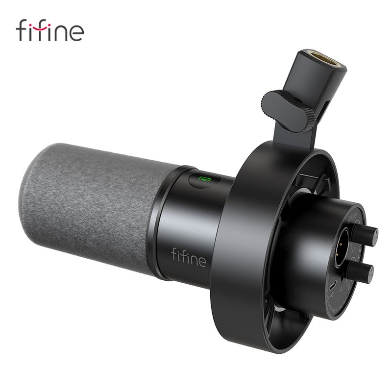 FIFINE USB/XLR Dynamic Microphone With Shock Mount, Touch-mute, Headphone Jack & Volume Control, For PC Or Sound Card_voghion.com