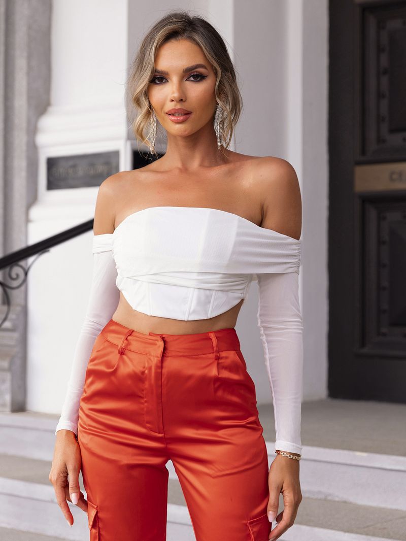 T-shirt With One Shoulder Solid Color, Simple Slim Fit, Sexy Versatile, Fashionable And Spicy Girl T_voghion.com
