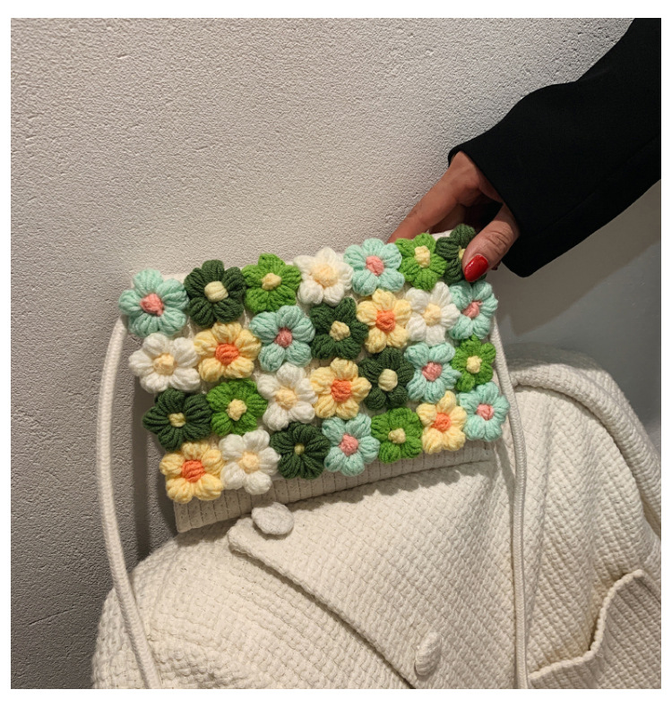 Borsa a tracolla all'uncinetto da donna - Borsa a tracolla floreale bohémien (nero/bianco/beige) - Borsa da spiaggia in cotone fatta a mano_voghion.com