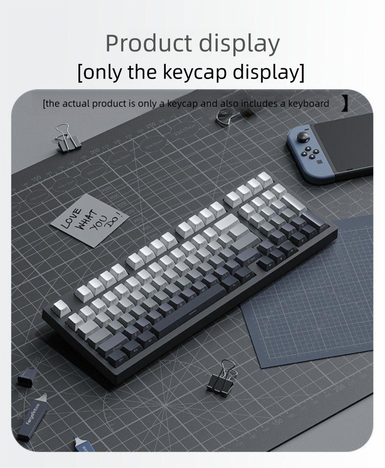 Mist Blue Gradient Side Engraved Translucent PBT Customized 130+ Small Full Set Personalized Dye Sublimation Keycaps_voghion.com