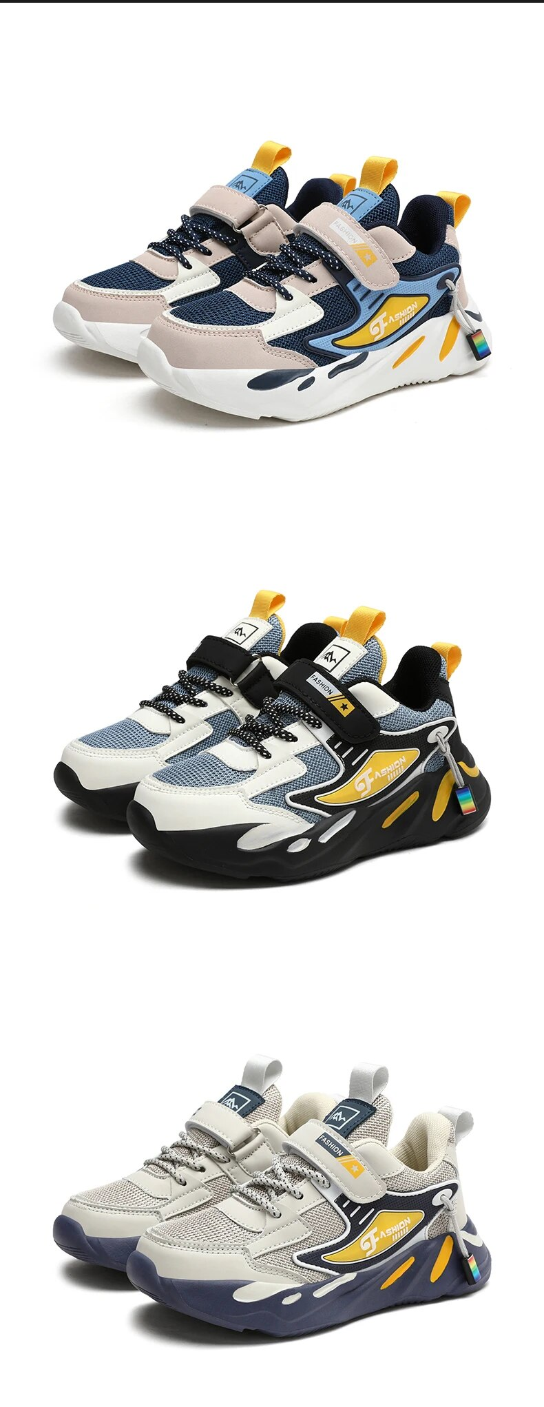 Kid Sneakers Sport For Boys Fashion Leather Children Breathable Mesh Comfort Casual Walking Outdoor Running Shoes_voghion.com