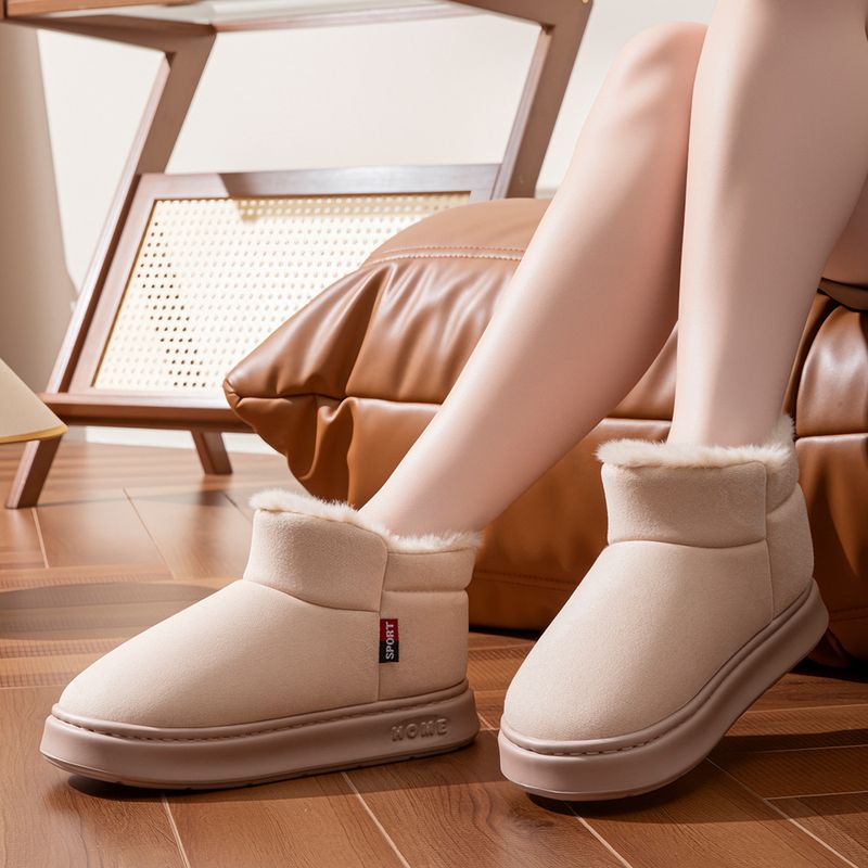 Pantofole invernali unisex in pile – Stivali da neve per esterni con suola in EVA, caldi e comodi per uomo e donna (nero/beige/kaki, taglie 36-45)_voghion.com