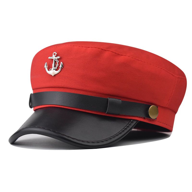 Militärhut mit Ankermotiv, vielseitige Baskenmütze mit Persönlichkeit, dünner britischer Modehut für Damen im Frühling_voghion.com