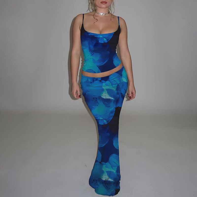 Damenbekleidung Sommer Neue Mode Druck Sexy Kleine Schlinge Schlank Rock Anzug_voghion.com