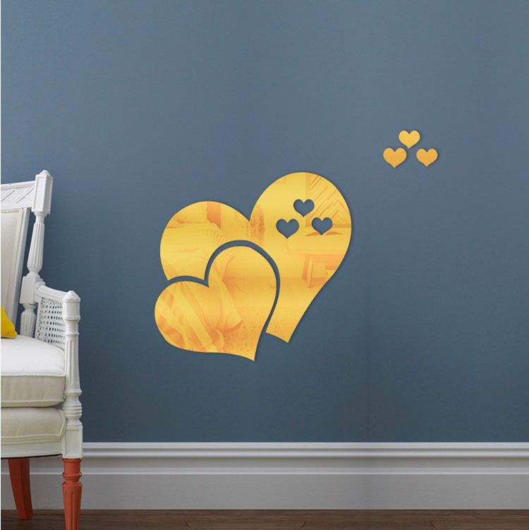 Home acrylic 3D self-adhesive Love mirror sticker DIY decorative painting background wall_voghion.com