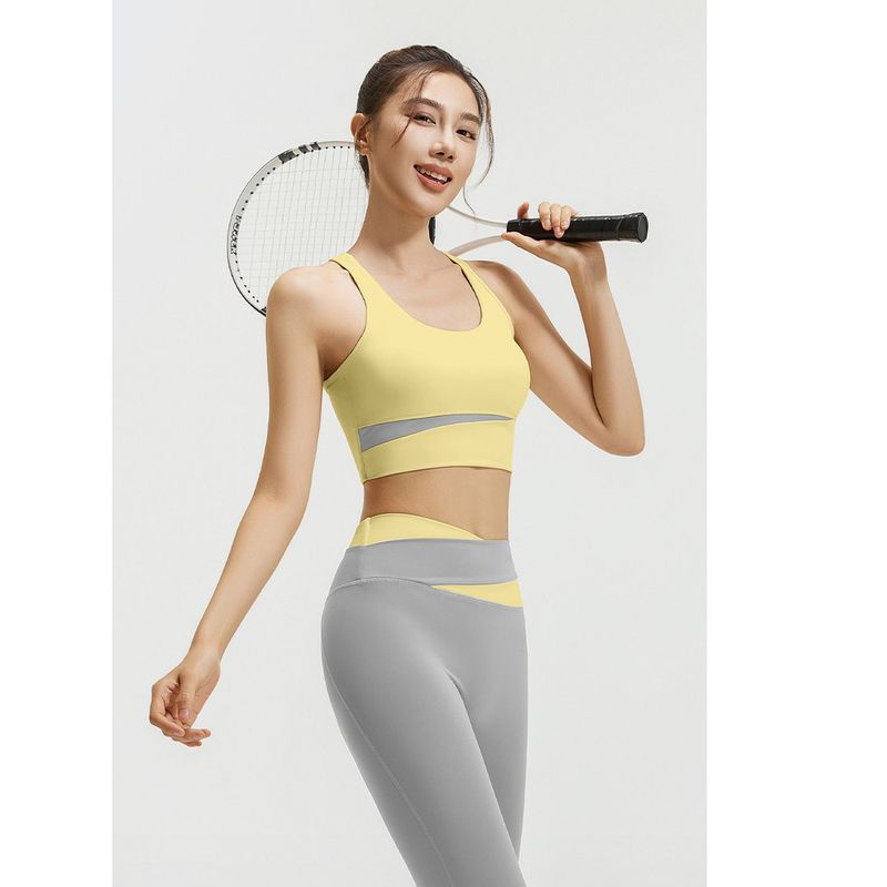 Vest Shorts Summer Color Block Casual Breathable Sports Set High Elasticity Bare Feel Fitness Yoga Wear For Women_voghion.com