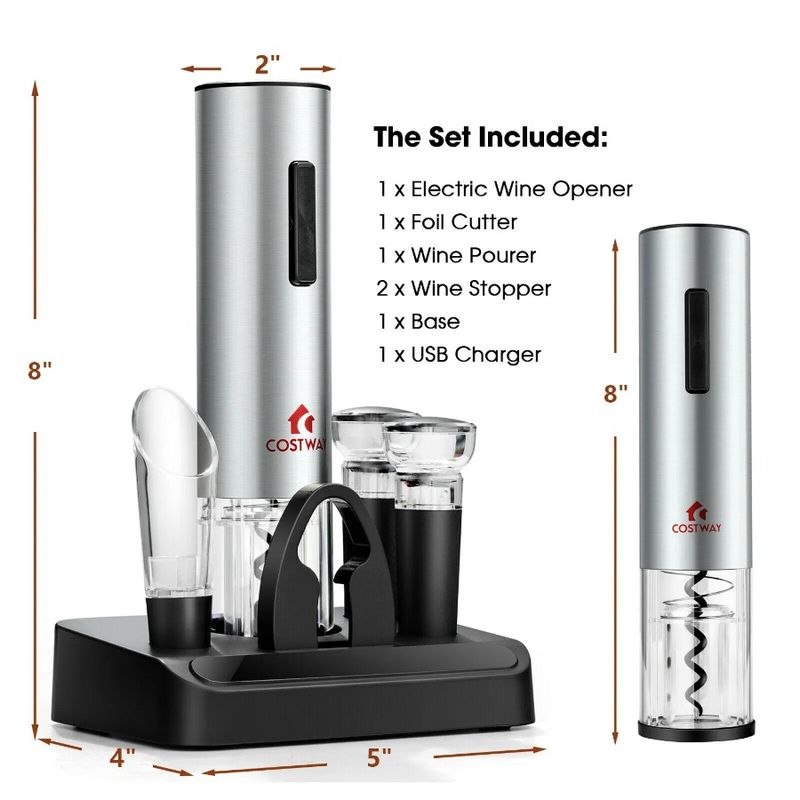 Foil Set Electric Cutter Bottle Opener Wine 6-in-1 With_voghion.com