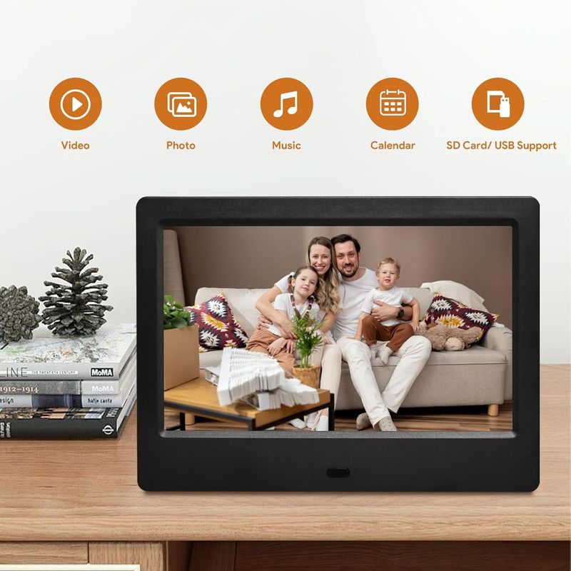 7 Inch Digital Picture HD IPS Display Plug In USB Or SD Electronic Photo Frame, With Remote Control, Video Music Photo_voghion.com