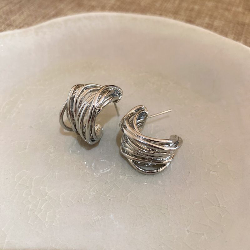 Silver Needle Genuine Gold Electroplated Metal Geometric With A And Cool Temperament, Light Luxury Summer High-end_voghion.com