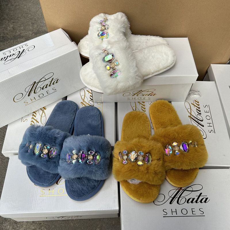 Damen-Hausschuhe, Handel, Mode, Original-Einzelfell-Hausschuhe, Strass-Herbst-Damenschuhe, Hausschuhe_voghion.com