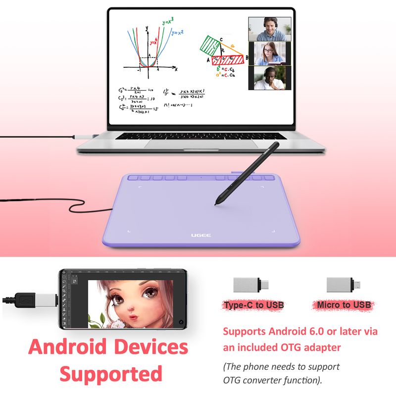 UGEE S640 Grafikstift 6x4 Zoll für PC/Android Digitales Zeichentablett mit 10 Tastenkombinationen 8192 Ebenen 266RPS_voghion.com