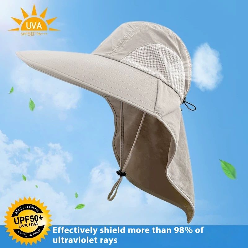 Protecție solară pentru față și gât cu boruri largi pentru bărbați și femei, pălărie de pescar rezistentă la UV pentru ciclism, pescuit_voghion.com