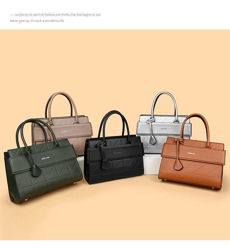 Ensemble élégant de 3 sacs à main urbains en cuir PU - Sac bandoulière, sac à main et sac cabas avec finition texturée pour femme (Noir/Argent/Caramel/Vert foncé)_voghion.com