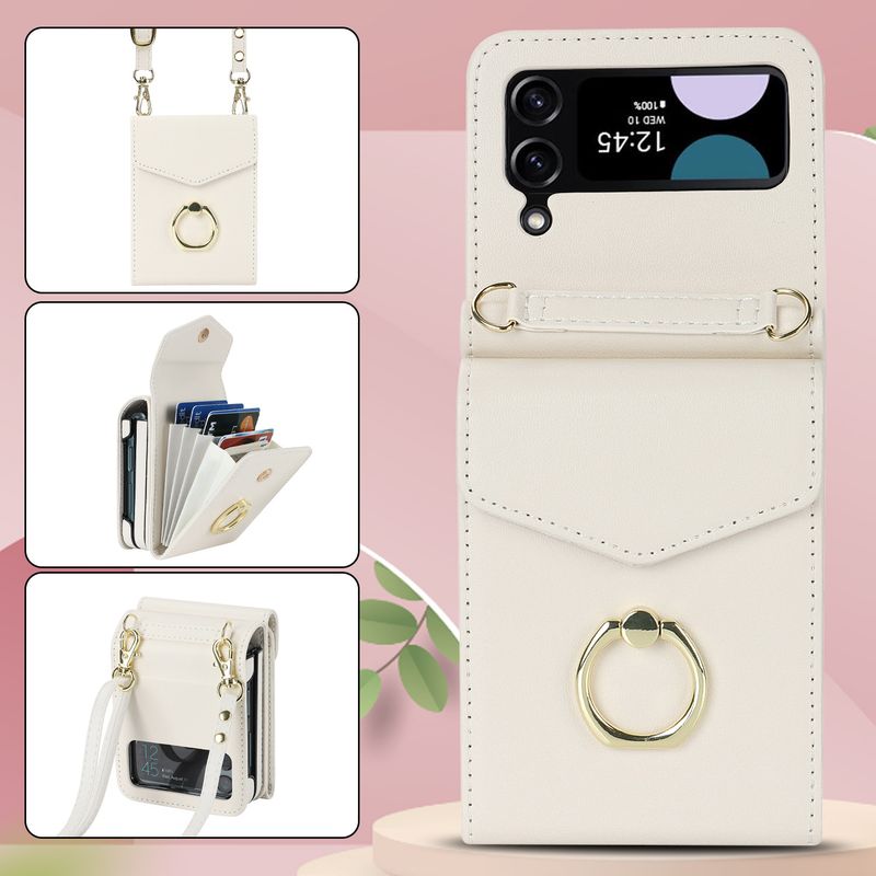Z Flip6 foldable crossbody phone case with card slot for Flip4 creative multifunctional phone case_voghion.com