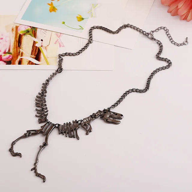 Fashion Gothic Dragon Tyrannosaurus Skeleton Dinosaur Necklaces & Pendants Chain Choker Collar Necklace For Women_voghion.com