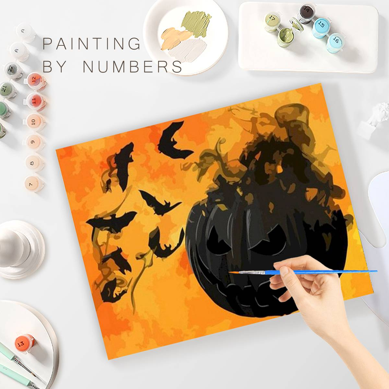 Kits de pintura acrílica por números de RUOPOTY, pinturas por números, pintura de linterna de calabaza negra, números, arte de pared_voghion.com