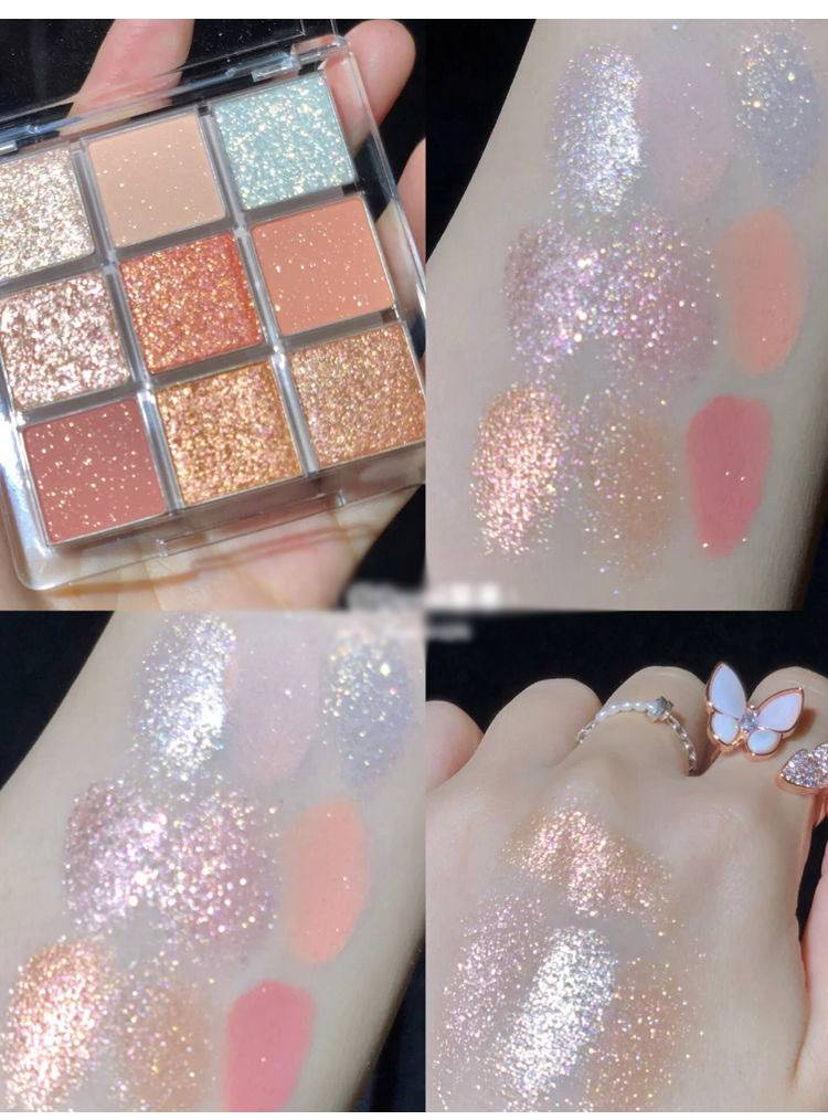 Eyeshadow Earth Beauty Eyeshadow Makeup Nine Color Glitter Glitter ματ δίσκος για σκιές ματιών_voghion.com