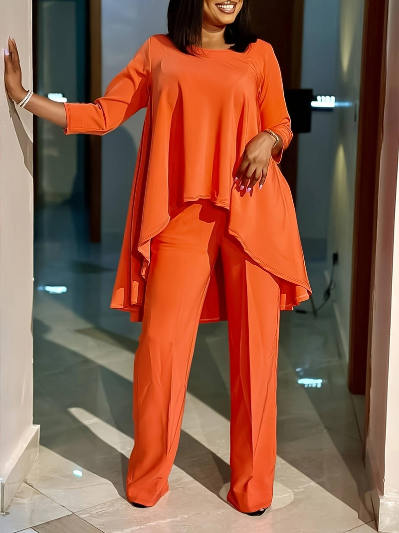 Women's Clothing new fashion temperament large size long sleeved two piece set_voghion.com