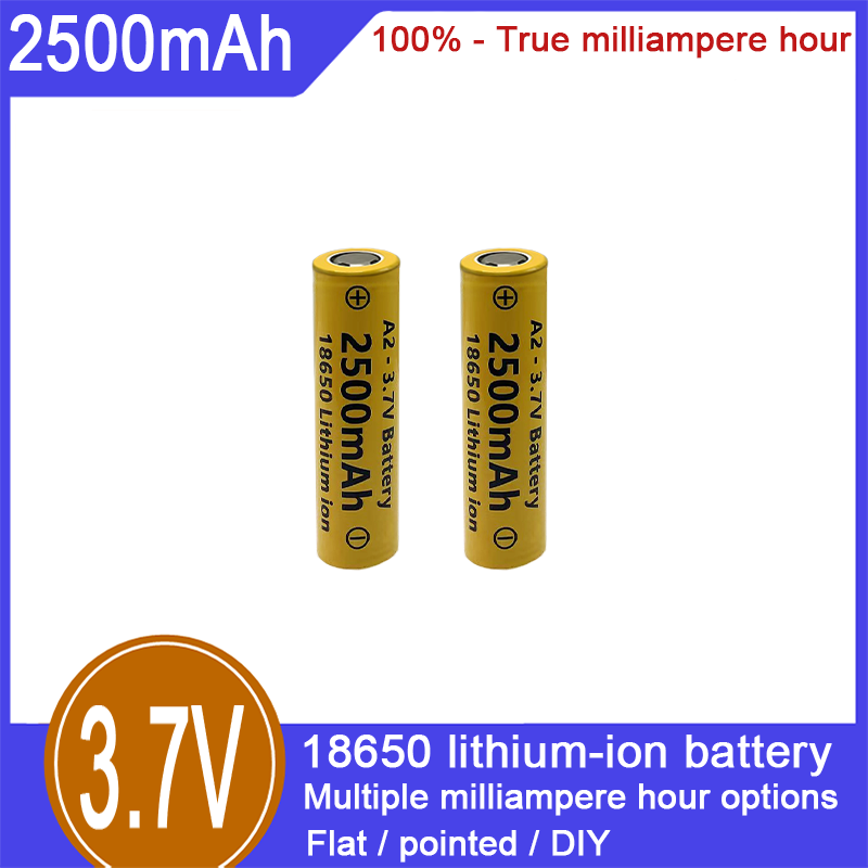 18650 litiumioniakku, 3,7 V, 2500 mAh, 100 % kapasiteetti, sopii sähköleluihin, sähkötupakoille, taskulampuille ja muille aloille_voghion.com