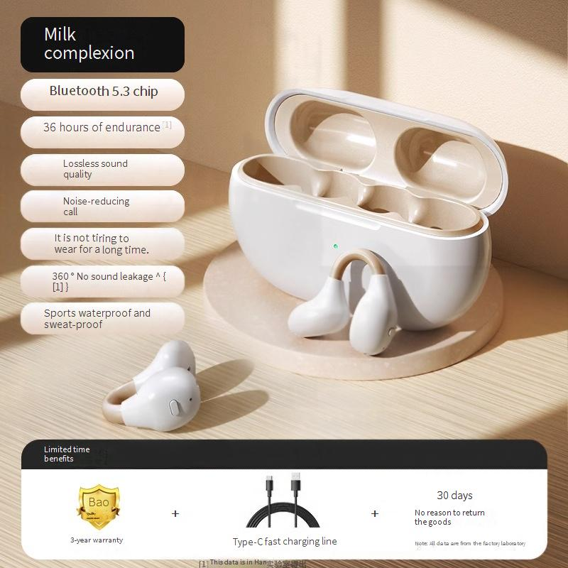 Bluetooth Headphones Bluetooth Headset Long Battery Life Wireless Sports Ear Hook Style Without Sound Leakage Huaqiangbei Ear Clip Style Personality_voghion.com