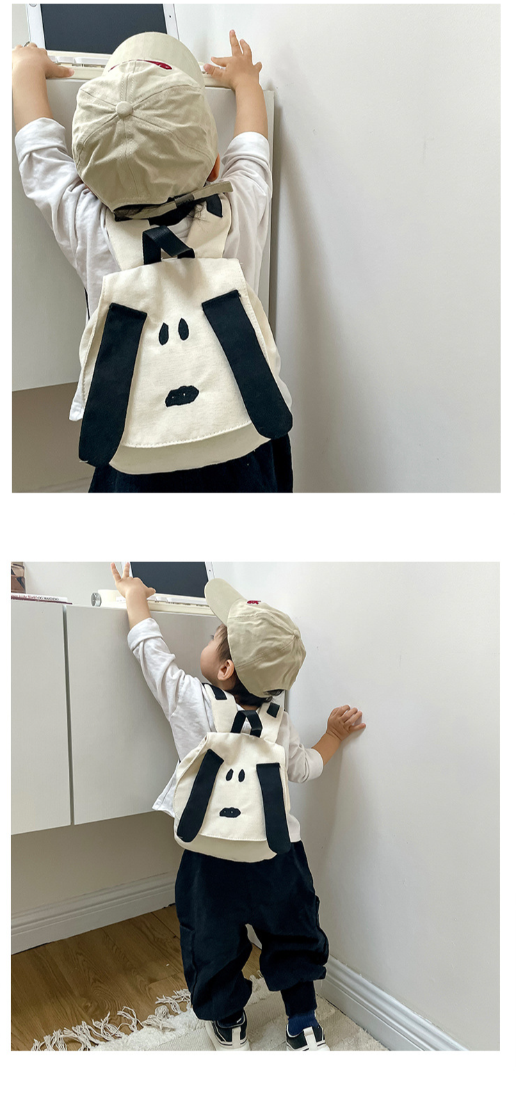 Mochila infantil con estampado de perro de dibujos animados, moderna mochila de lona con bloques de color para niños y niñas, bolsa de viaje ligera para niños pequeños._voghion.com
