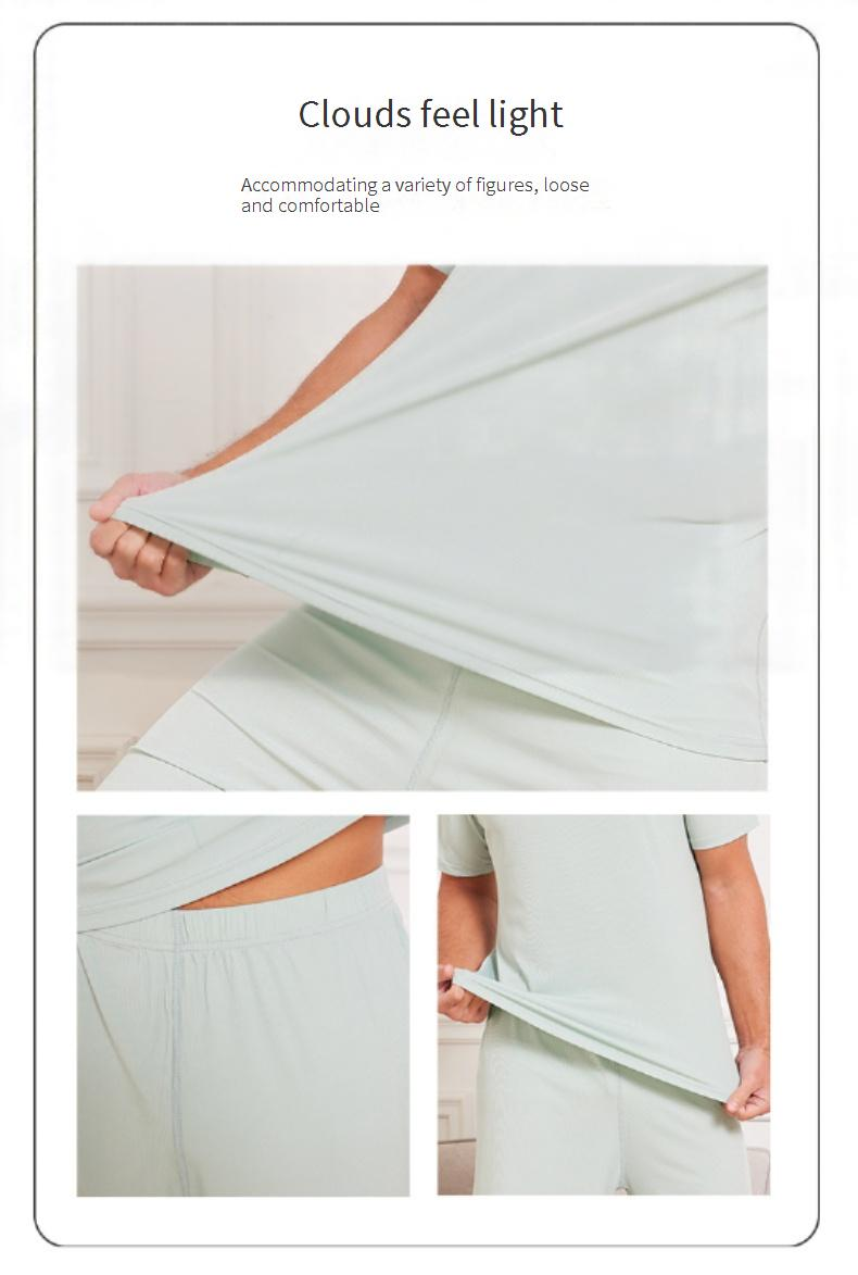 Women's Sleepwears With Chest Pads Ice Silk Short Sleeved Trousers Summer Thin Cool Ice Silk Home Clothes_voghion.com