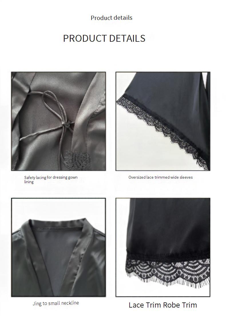 Damen Nachtwäsche Neue Satin-Pyjamas Frauen Spitze Licht Luxus Langarm Cool Nachthemd Bademantel Home Kleidung_voghion.com