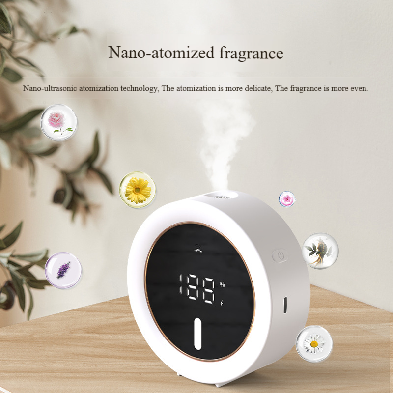 Smart Aroma Diffuser With Auto-Spray Function, Wall-Mounted Essential Oil Dispenser For Home & Office, Rechargeable Air Freshener With Timer_voghion.com