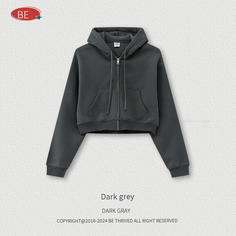 Retro-Hoodie mit Reißverschluss für Damen – Übergroßer, kurzer Pullover mit Fleecefutter, Streetwear-Freizeitjacke für Herbst und Winter_voghion.com