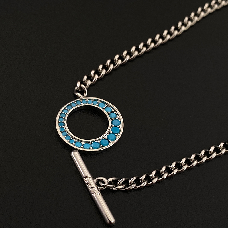 Gorgeous Toggle - Clasp Circular Pendant Necklaces With Sparkling Gemstones, Available In Multiple Color Options For Effortless Elegance_voghion.com