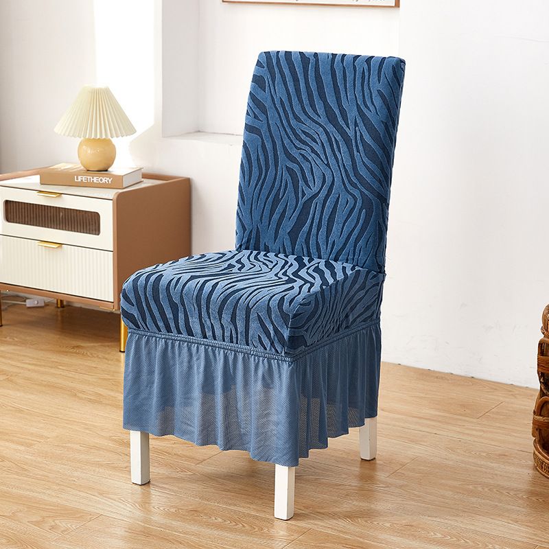 Cationic Wave Skirt Chair Covers - Universal Fit Stretchable Slipcovers For Restaurant & Home Use, 8 Elegant Colors_voghion.com