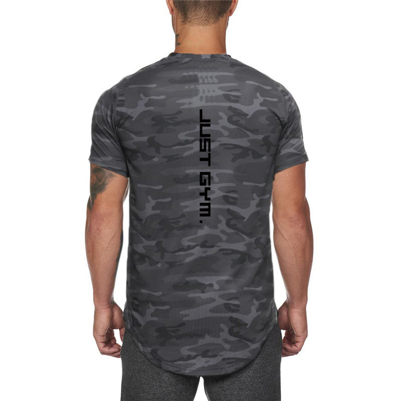 Men's fitness quick-drying camouflage short-sleeved recreational running training clothes_voghion.com